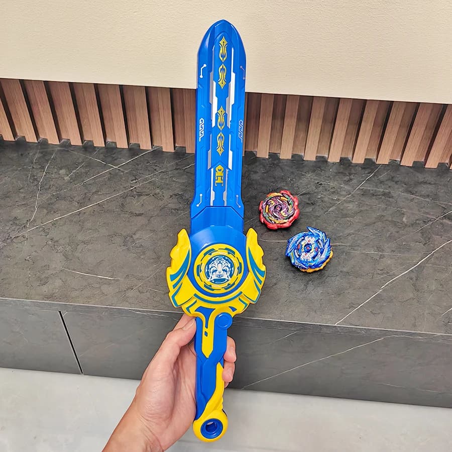 Ensemble gyroscopique rotatif avec lanceur, Gyroscope de combat de Fusion bleue, 1 lanceur d'épée, j