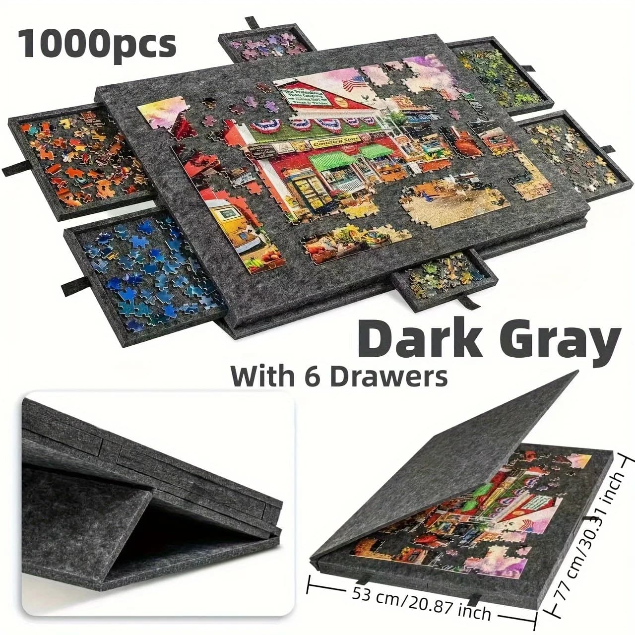 1 ensemble de planches à puzzle inclinables 6 en 1 avec support et couvercle 2-en-1 pour adultes, ta