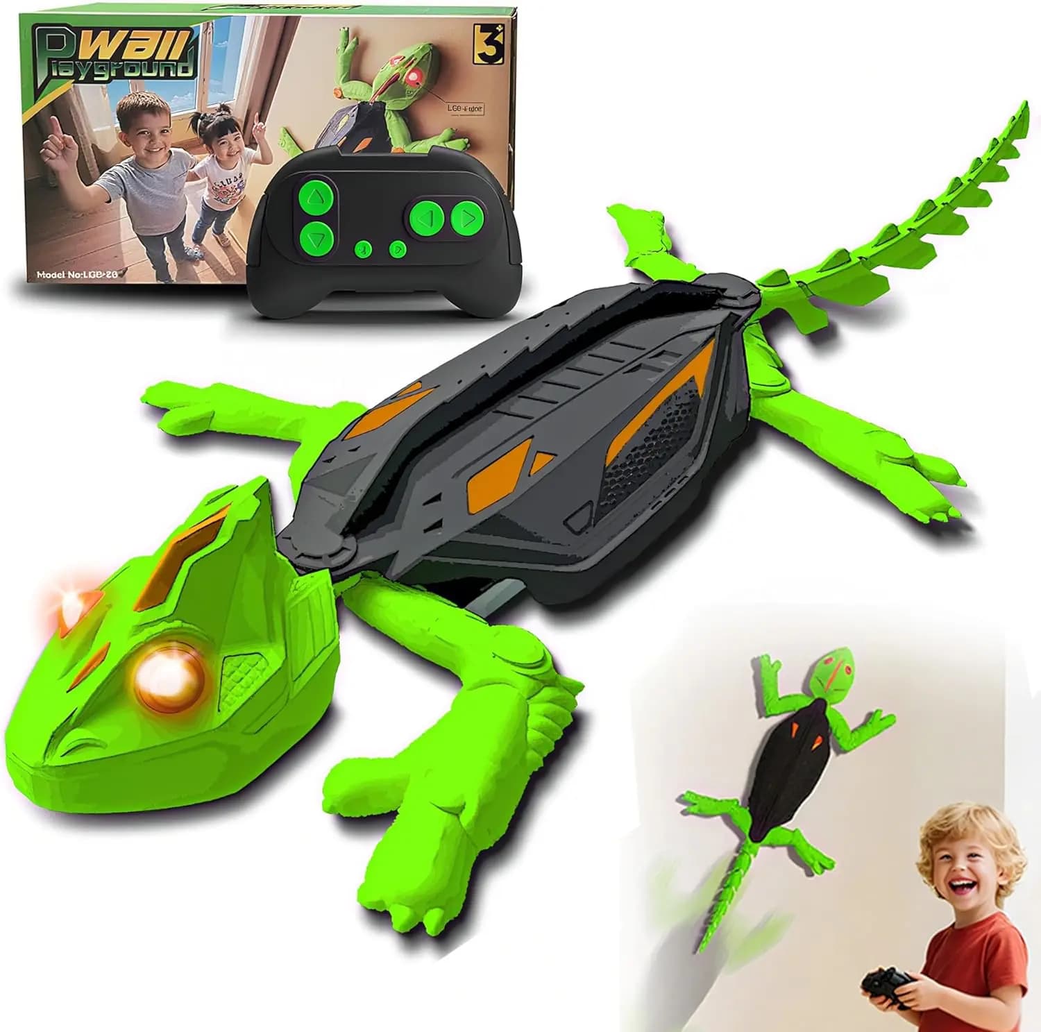 Gecko jouet caméléon télécommandé jouet pour enfants, mur double mode escalade et ramper + yeux colo