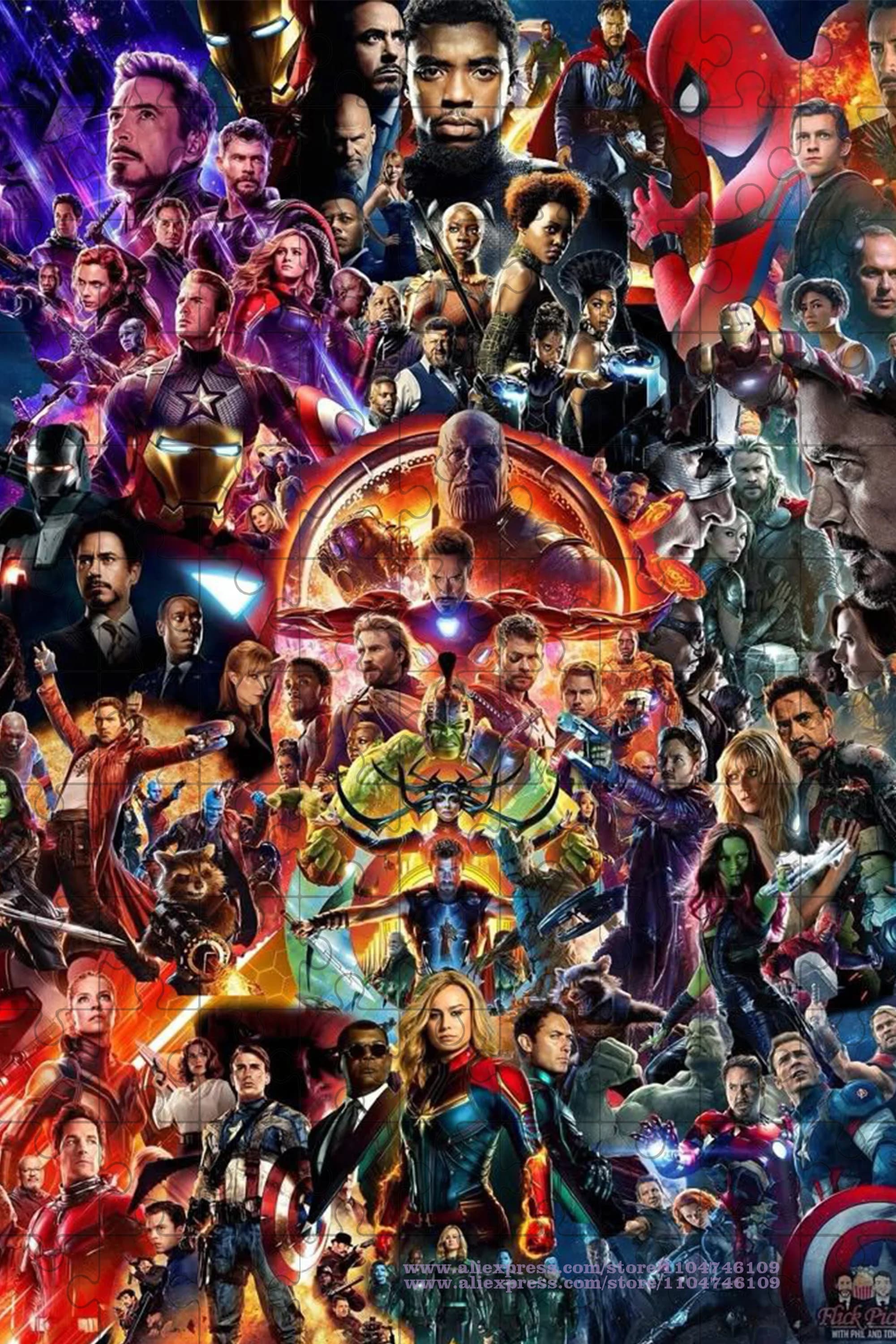 Puzzle de collections de personnages Marvel, 108/200/300/500/1000/1500 pièces, puzzle d'intelligence