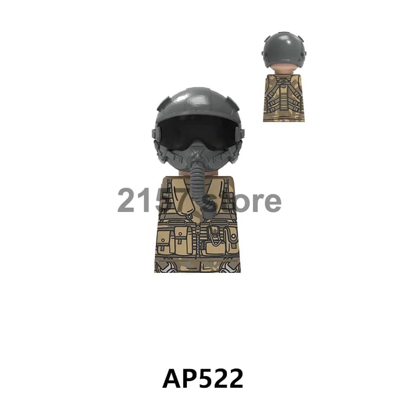 Jeu de construction militaire, figurines de soldats, pilote soviétique américain, camouflage neige, 