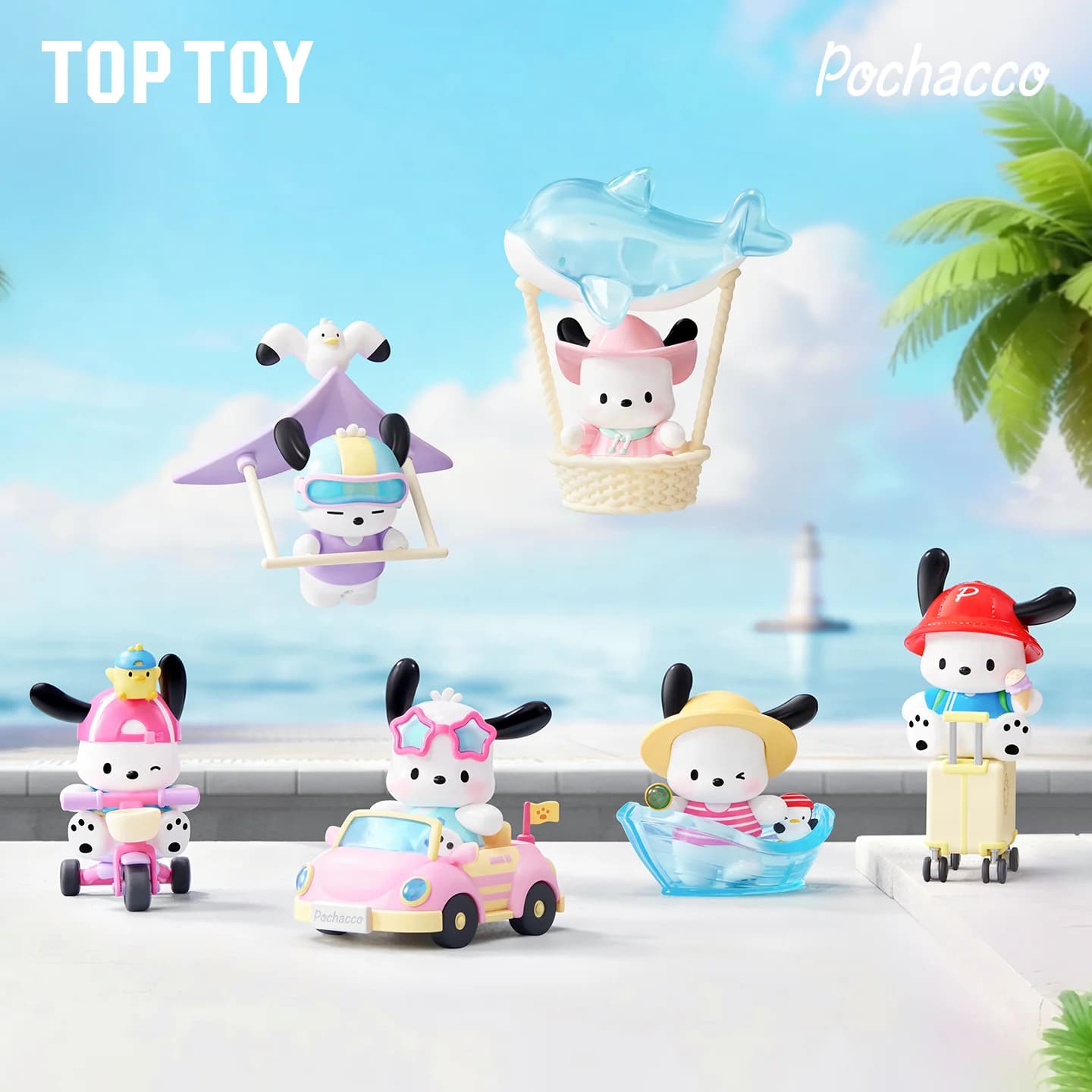 Toptoy Sanrio Pochacco série journal de voyage boîte aveugle figurines à collectionner ornement de b