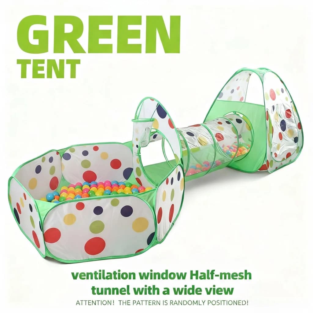 Tente de jeu pour enfants, piscine à balles, tunnel de jeu, tente triangulaire, motif à pois, maison
