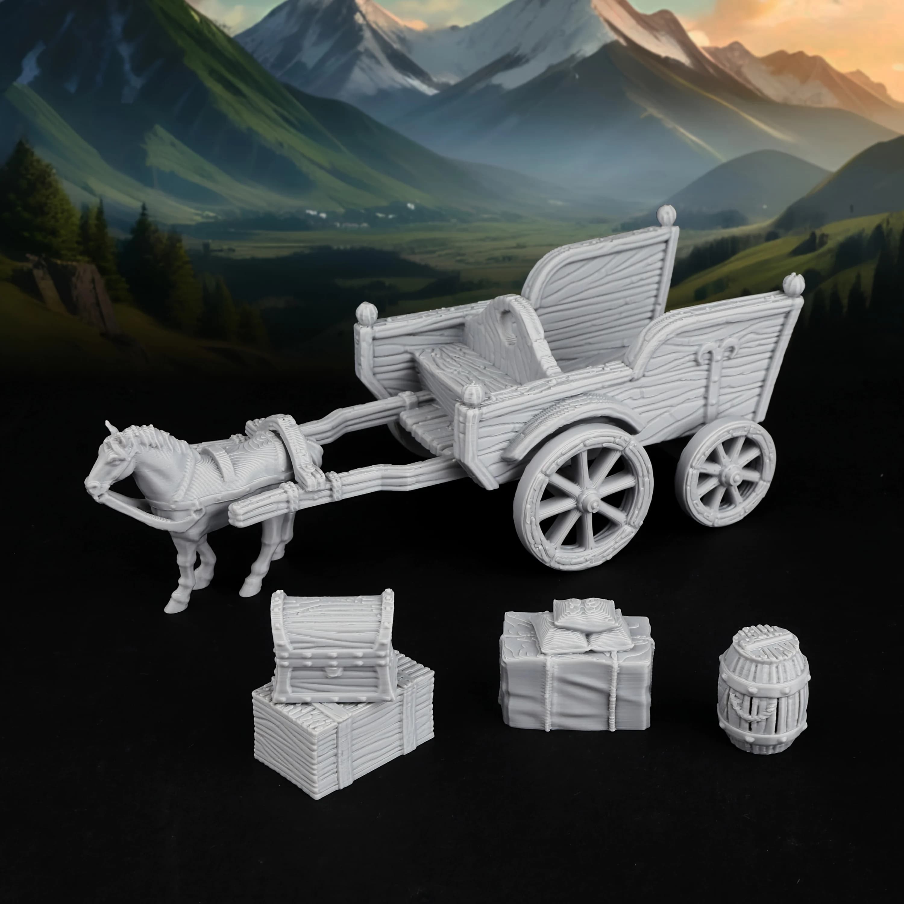 Miniature de caravane RPG, chariot avec cargaison pour jeux de table RPG et de fantasy, terrain d'av