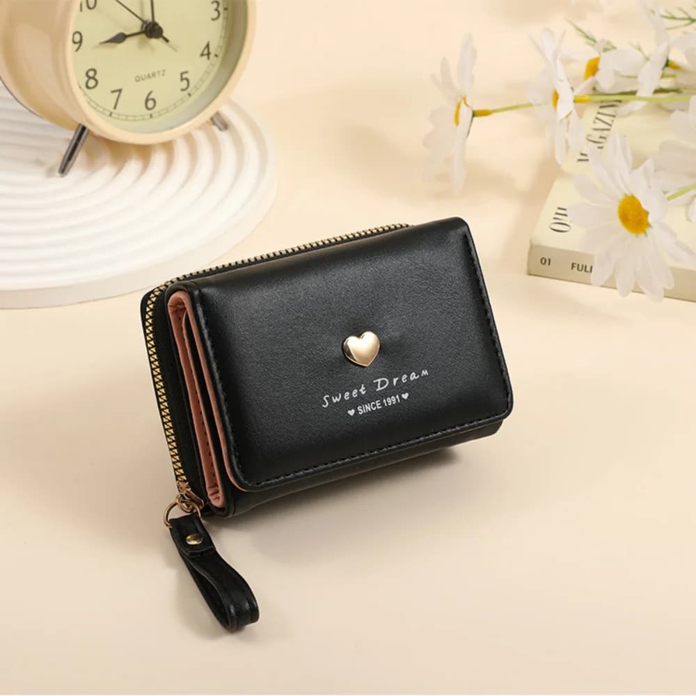 Portefeuille compact à plusieurs emplacements pour cartes, portefeuille en forme de cœur, porte-monn