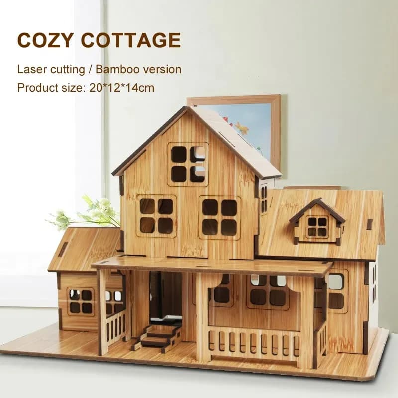 Puzzle 3D en bois : Kit de construction de maison mécanique artisanale pour enfants et adultes - Cot