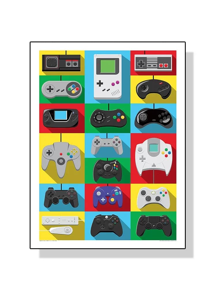 Affiche de contrôleurs de jeux vidéo modernes, Console de jeu portable, peinture sur toile, Art mura