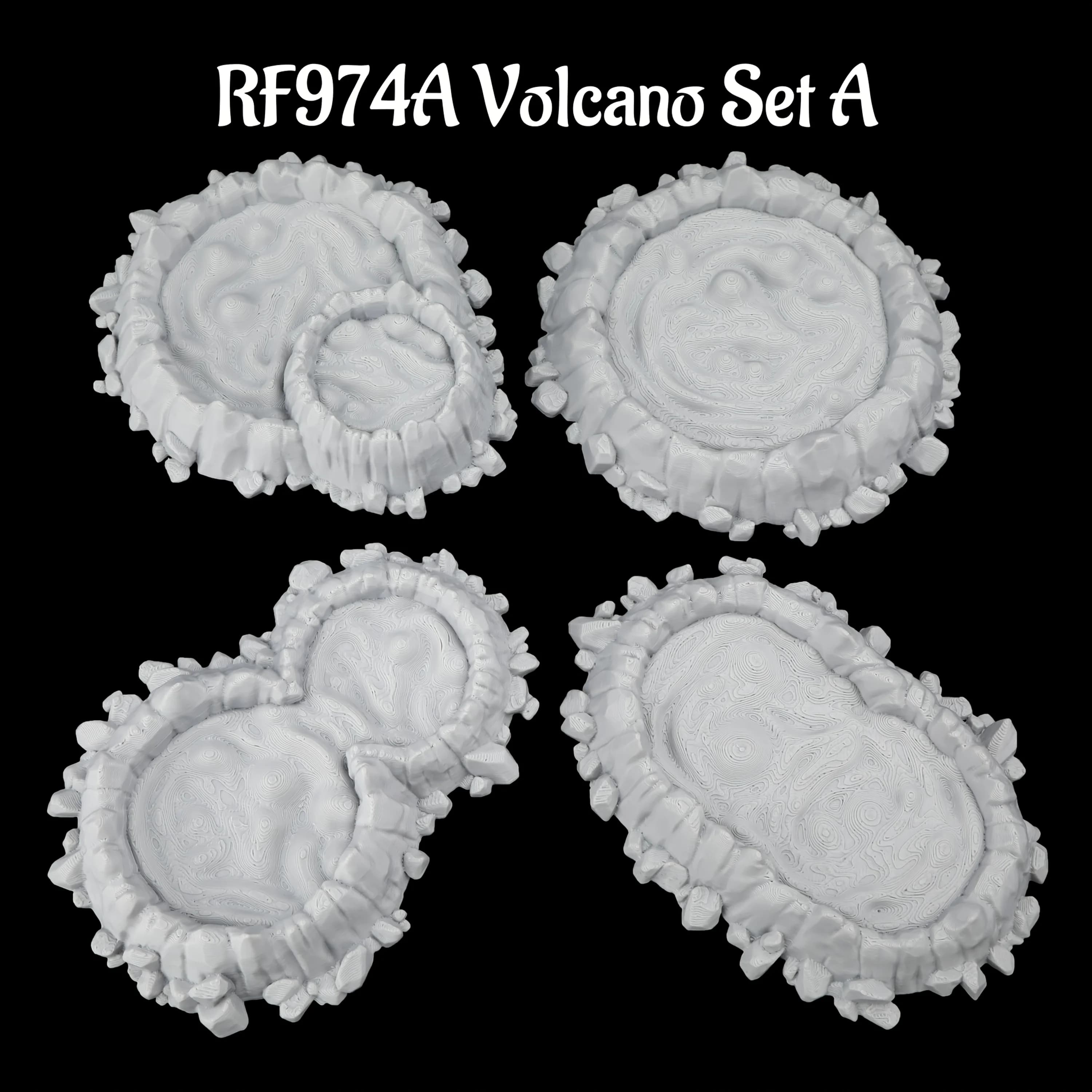 Ensemble de terrain de jeu de rôle volcanique, champ de lave et paysage de cratères fantastiques, ac