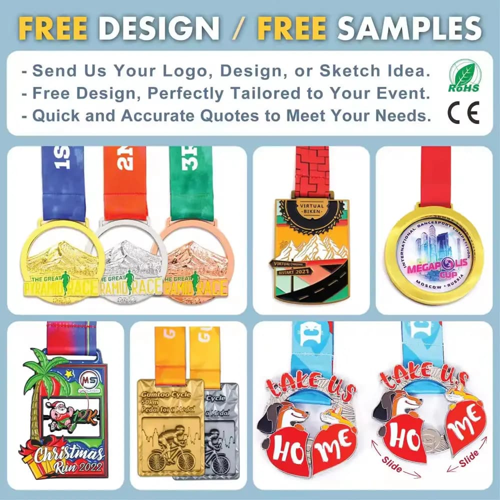 Médailles en métal avec Logo en émail personnalisé, placage de sport en émail creux 3D, or, argent, 