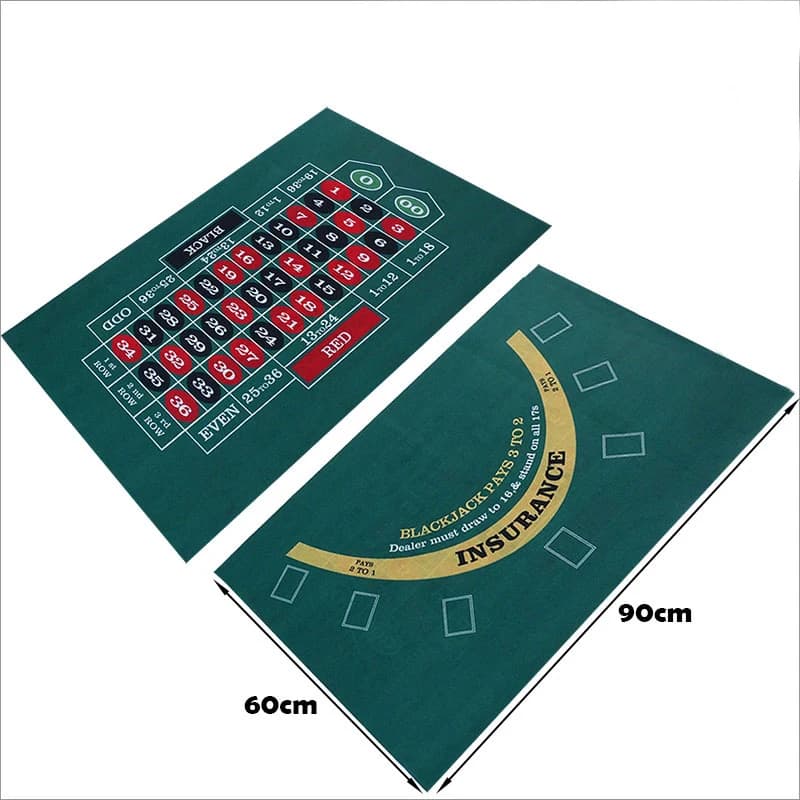 Tapis de jeu de Poker Double face Craps Table & Blackjack Casino feutre enroulable Casino Roulette t