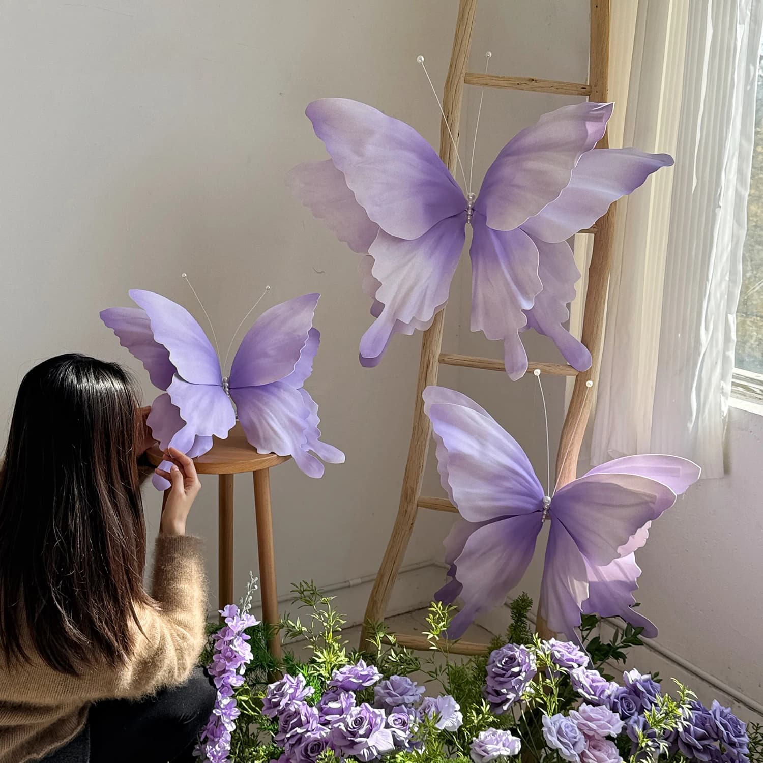 Grandes décorations papillons imperméables pour extérieur, pour mariage, DIY, révélation du sexe, fê