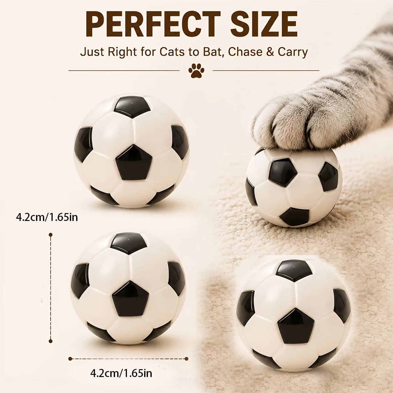 Lot de 4 jouets de football pour chat : balle rebondissante interactive pour chatons et chats adulte