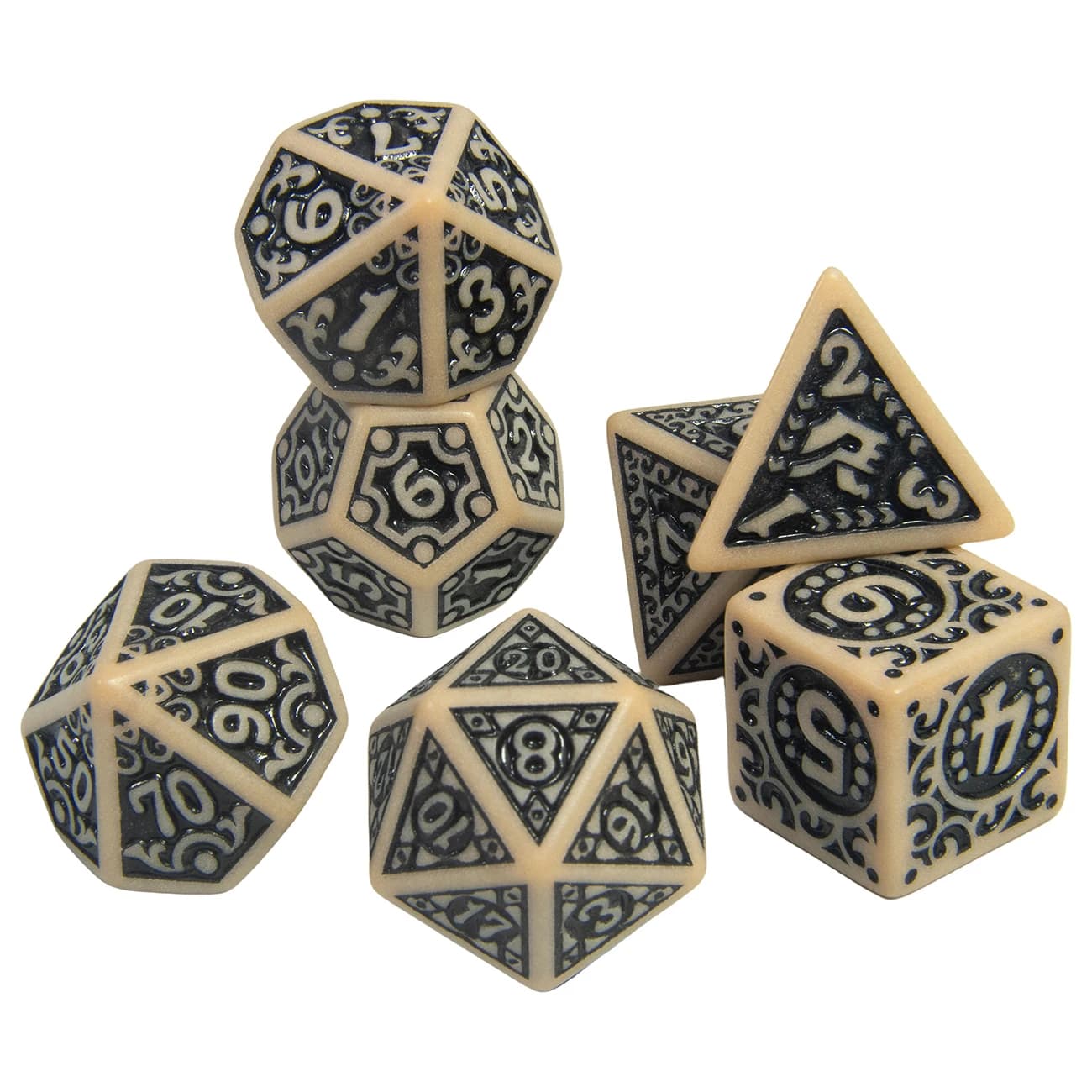 Dés polyédriques en acrylique avec motif texturé, jeu D & D, divertissement amusant, jeux de société
