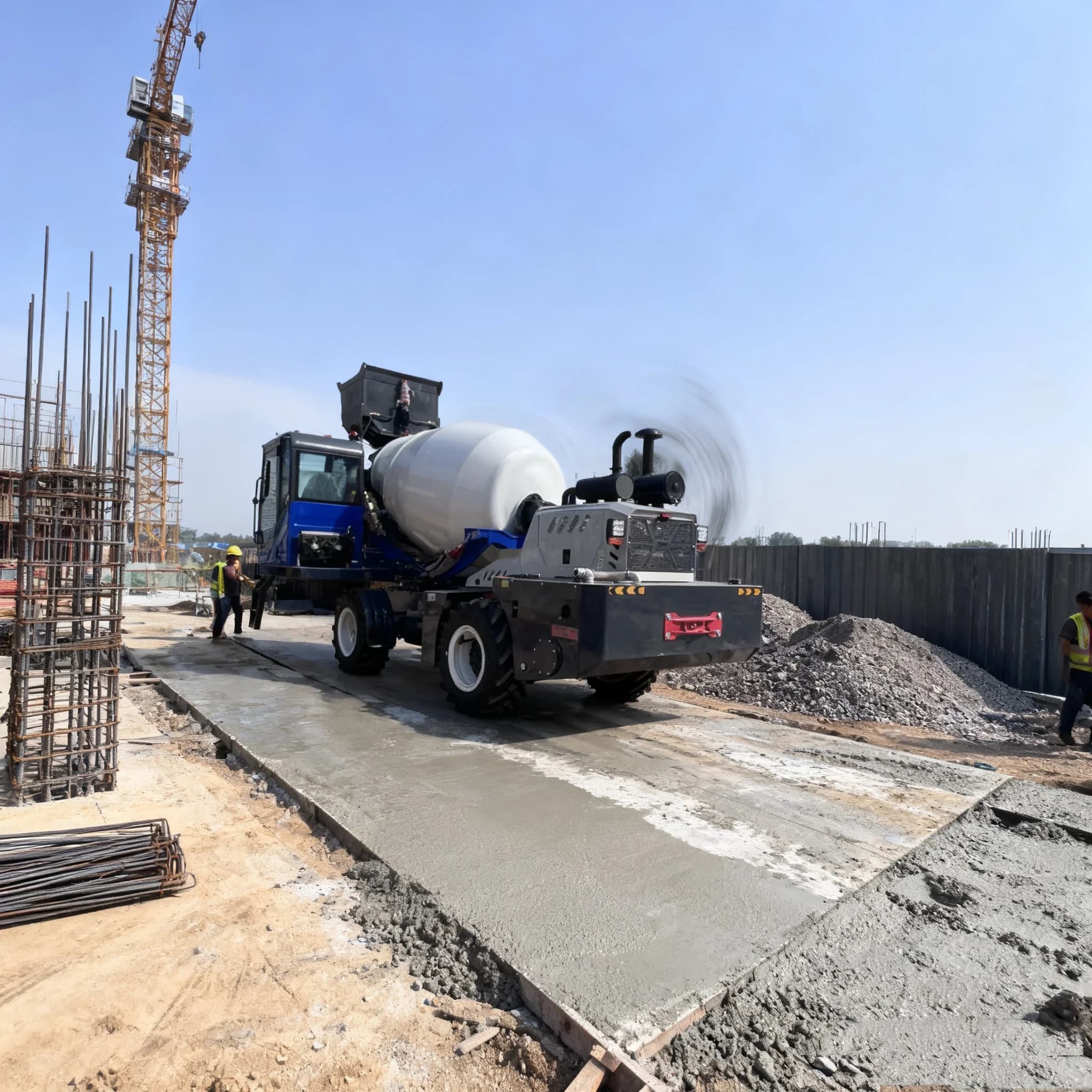 Camion mitigeur de béton mobile avec système hydraulique pour un mélange fluide et un opération faci