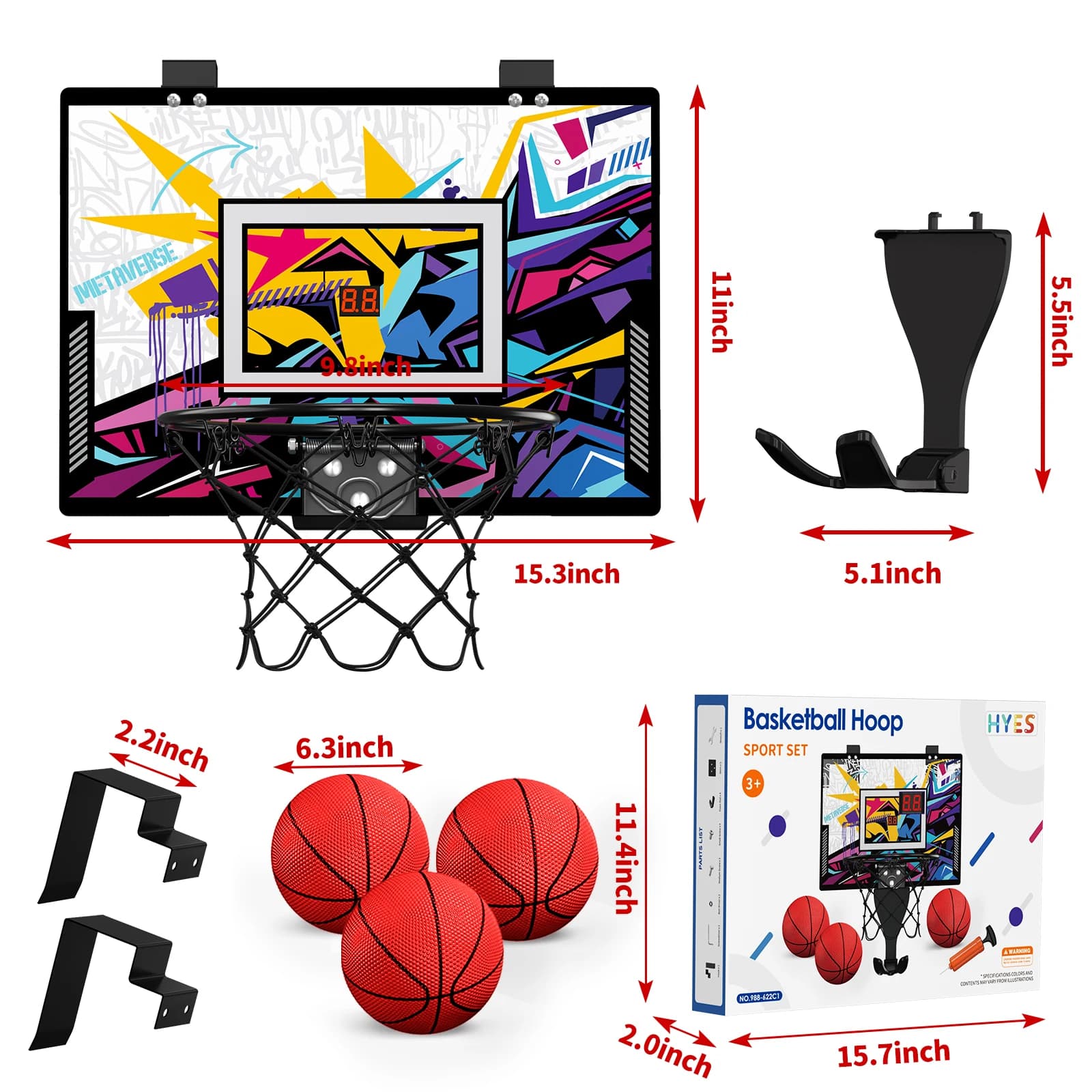 Ensemble de jeu de basket-ball d'arcade – Jeu de basket-ball intérieur/extérieur, installation facil