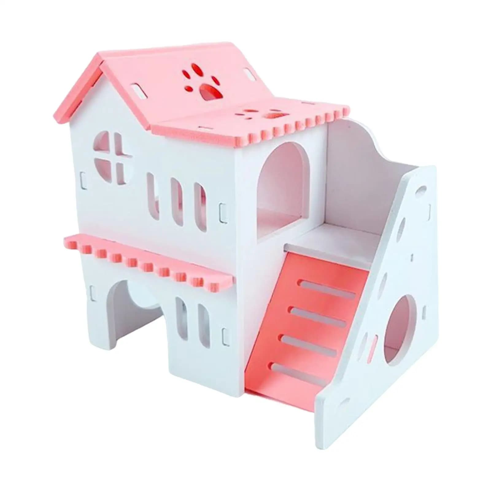 Maison de hamster à deux couches, aire de jeux de cabane, jouets d'exploration avec planche à échell