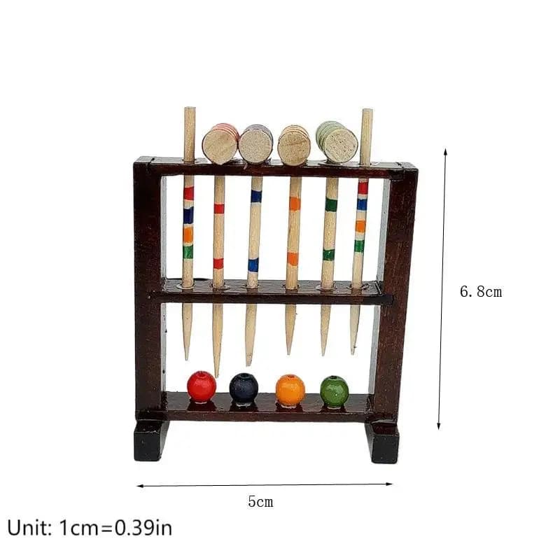 Support de Croquet en bois, échelle 1/12, Simulation de maison de poupée, ornements de jeu en plein 