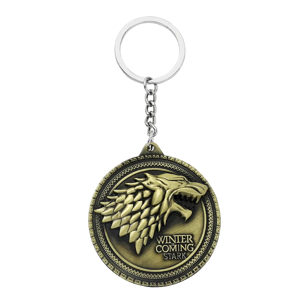 Game of Thrones hiver arrive maison Stark tête de loup Badge porte-clés pendentif glace et feu porte