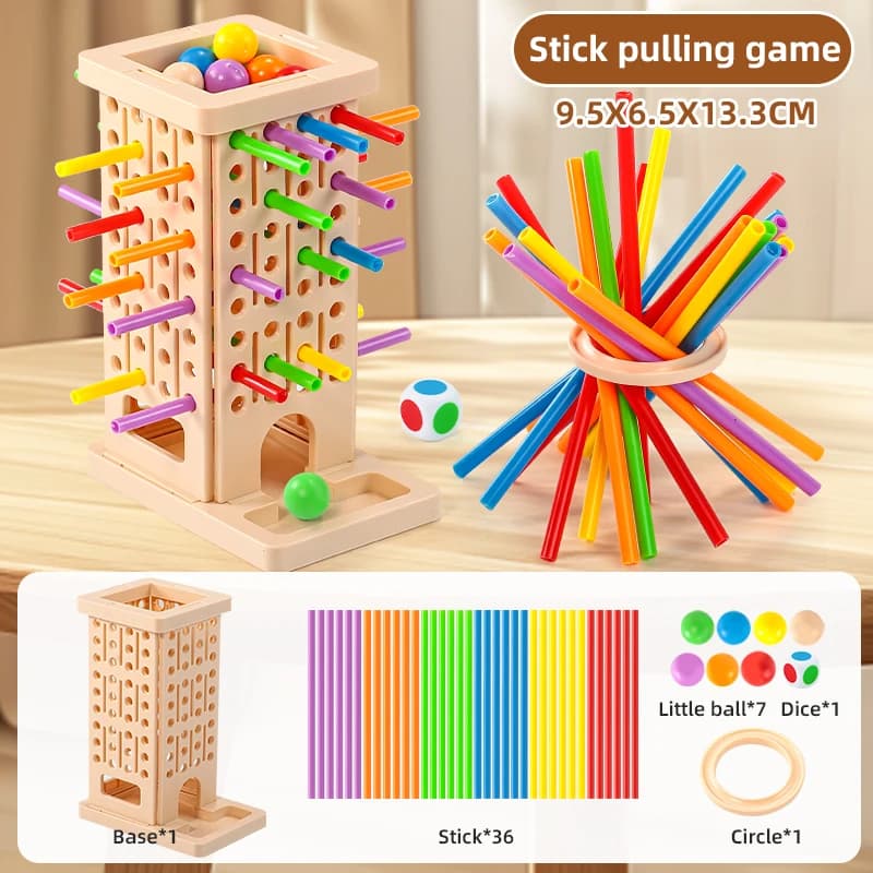 Jeu de tirage de bâtonnets Montessori - Jouet coloré pour développer la motricité fine, jouet éducat