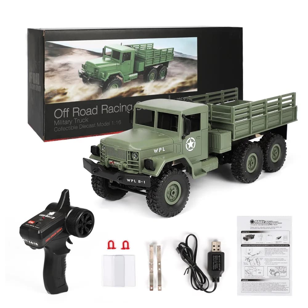 Camion Militaire Télécommandé WPL 1:16 B16 2.4G, Version RTR/Peugeot, Jouet de Simulation à Six Roue