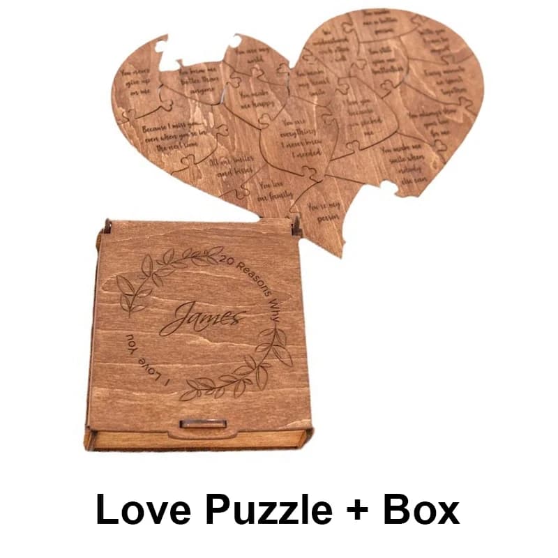 Puzzle en bois « Pourquoi je t'aime » – Cadeau romantique pour mariage et Saint-Valentin – Puzzle à 