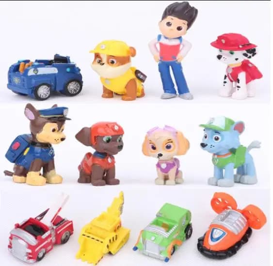 Ensemble de figurines Paw Patrol, 12 pièces, 4-10cm, statues de chiots exquises, style dessin animé,