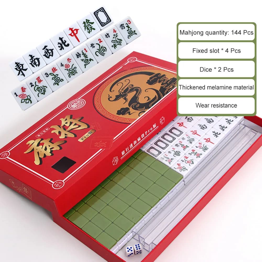 Mini Mahjong chinois traditionnel, jeu de société, exercice de réflexion, jouets familiaux, chiffres