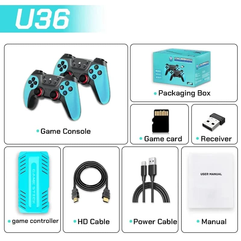 Manette de jeu vidéo rétro U36, joystick sans fil, console de jeu vidéo domestique, divertissement à