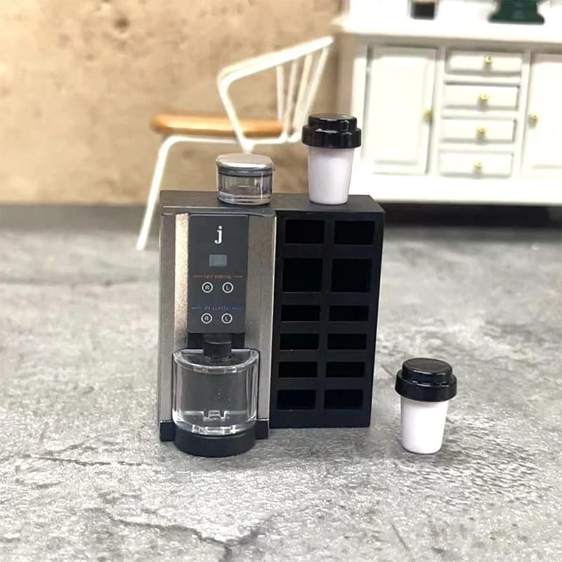 1 ensemble de cafetière miniature 1:12 avec tasses à café, machine à café pour maison de poupée, jou