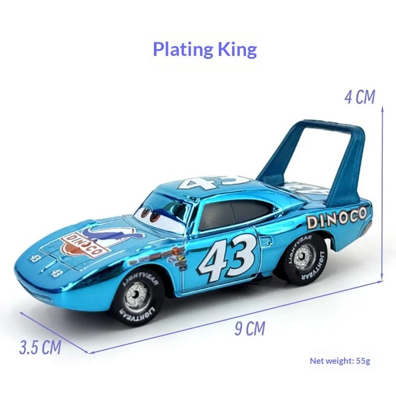 Modèle de voiture de course The King 43 Chrome en métal moulé sous pression - Jouet en alliage résis