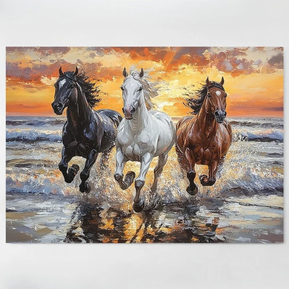 Puzzles pour adultes, 500/1000/1200/2000 pièces, chevaux courant sur la plage, jeu de puzzle, défi c