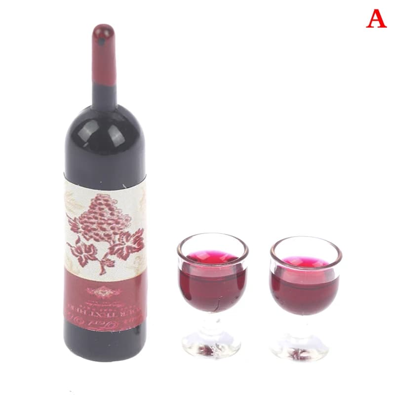 Bouteilles de Champagne vitréuses miniatures pour maison de poupée, 2 pièces, bouteilles d'alcool en