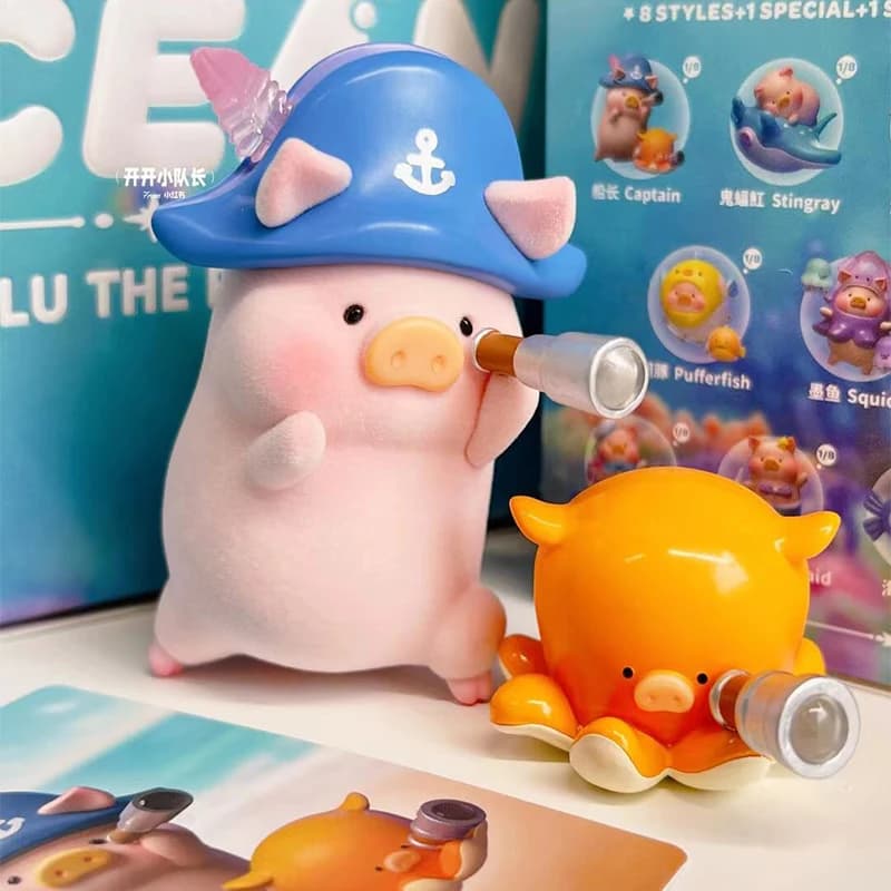 Figurine Lulu The Piggy Ocean, Lulu Pig, Sirène, Dessin Animé Kawaii, Mignon, Boîte Mystère, Ornemen