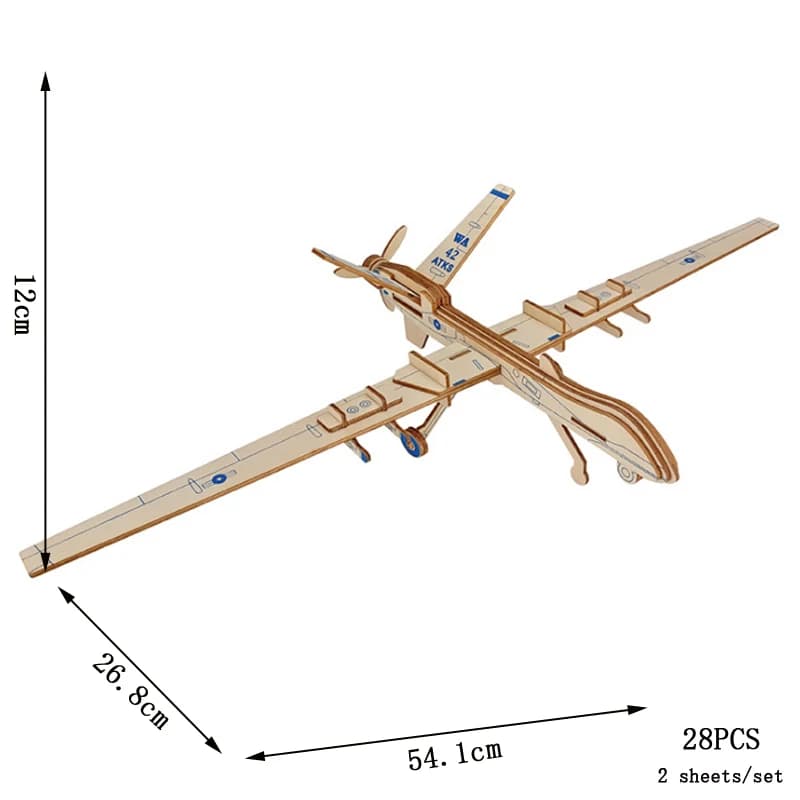 Kit de Puzzle de chasseur 3D en bois, bricolage, modèle d'avion fait à la main, jouet d'assemblage p