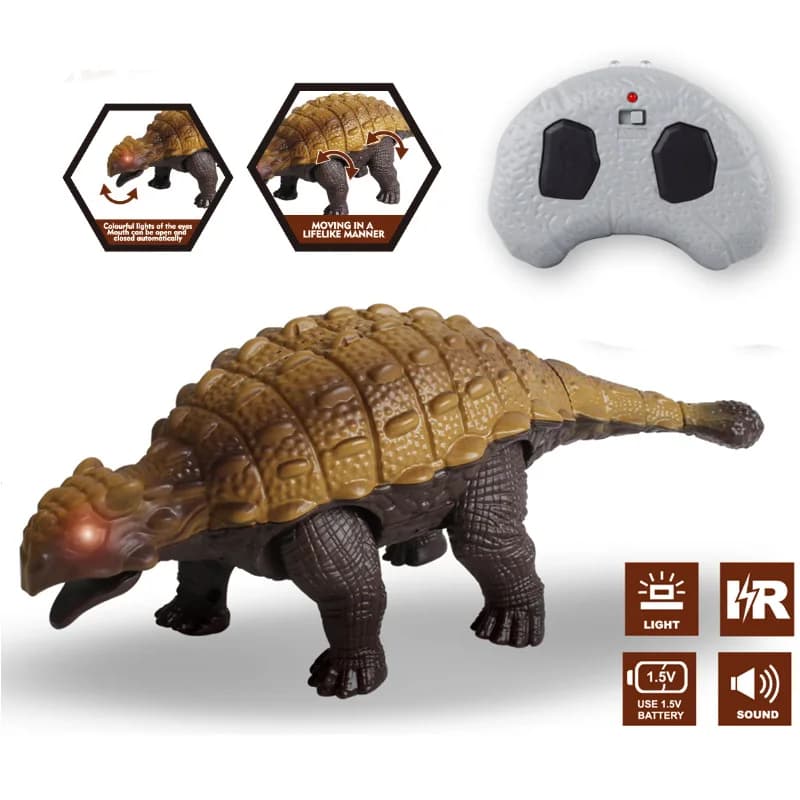 Simulation de dinosaure RC Ankylosaurus, télécommande, marche réaliste avec sons lumineux, jouets an