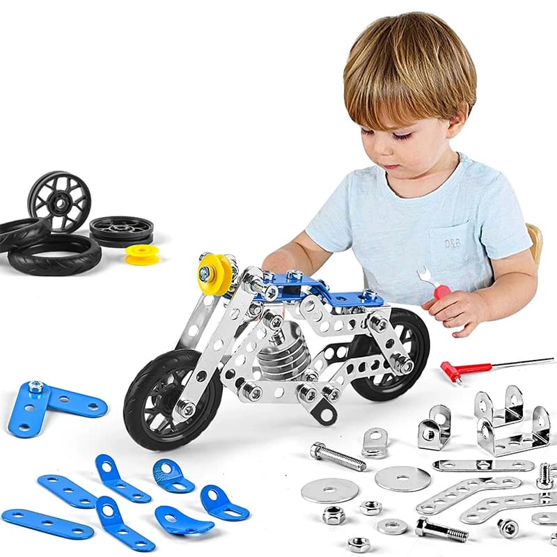 Série militaire de construction en métal pour enfants, jouets d'assemblage, ensemble d'érecteur, voi
