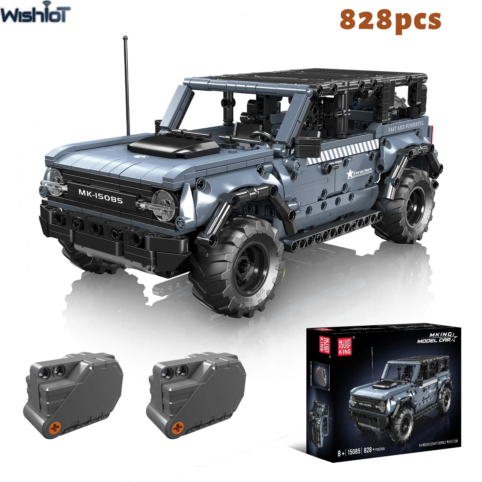 Mould King 15085 No.Bronco Raptor blocs de construction de voiture à tirer modèle de véhicule tout-t