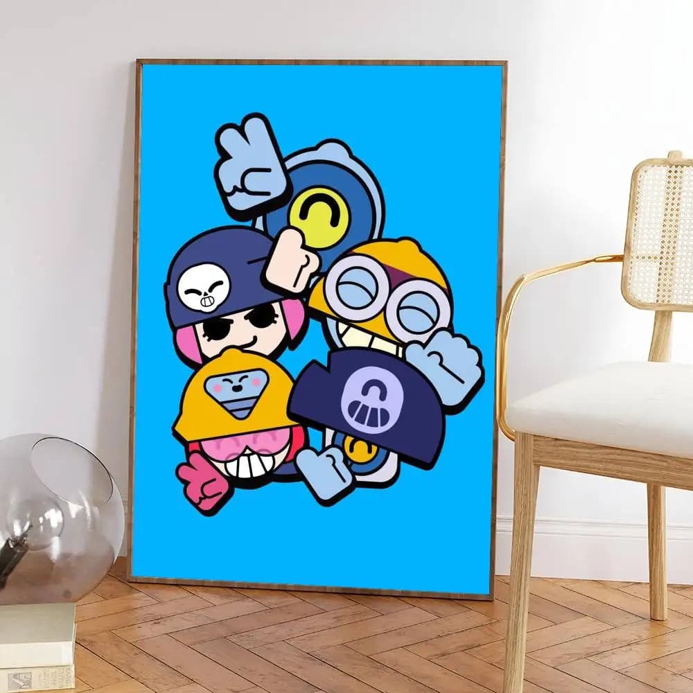 Décoration murale autocollante HD Game B-rawl-S-Stars, imperméable, pour la maison, le salon, la cha