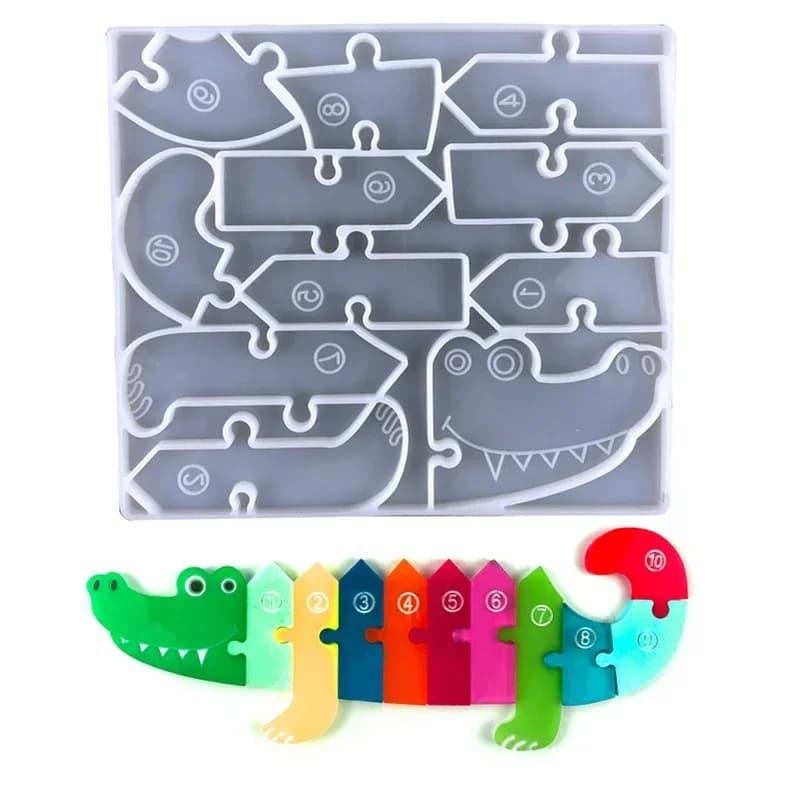 Puzzle dinosaure, moule époxy, bricolage, girafe, Crocodile, jeu de Puzzle, dessin animé, Animal, ré
