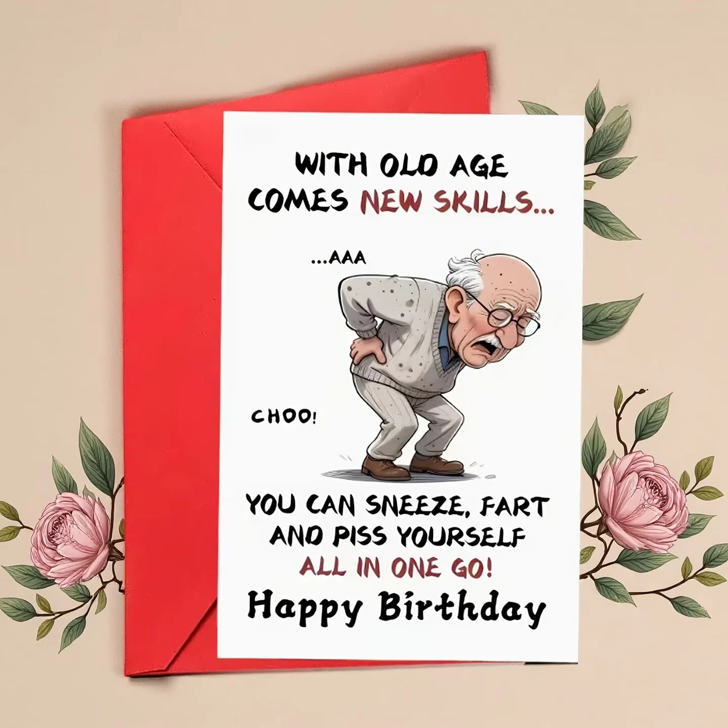 1 Carte d'anniversaire amusante pour les 60, 65, 70 ans - Blague d'âge humoristique avec enveloppe, 