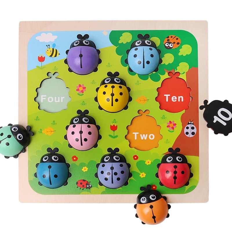 Jeu de comptage avec bâtonnets en forme de coccinelle, jouets éducatifs en bois pour enfants, appren