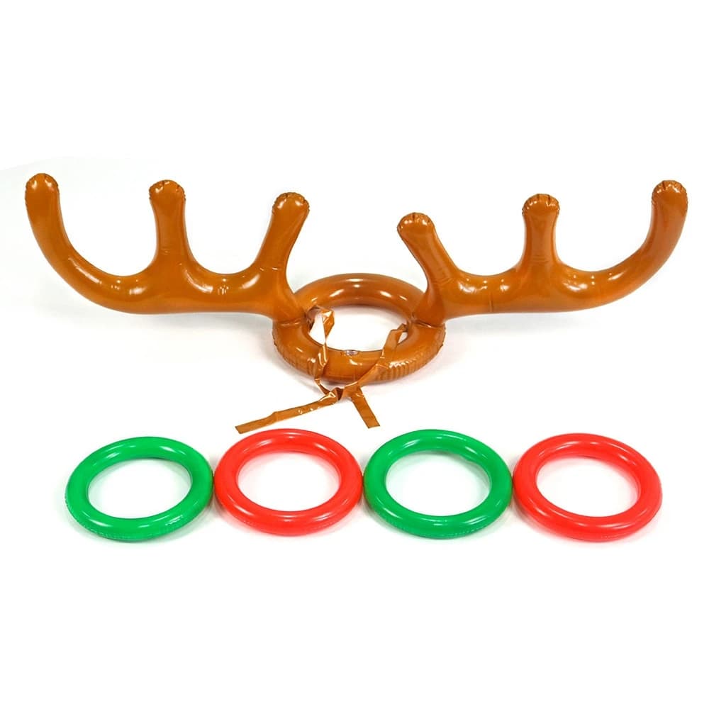 Chapeau gonflable en bois de renne avec anneaux, jouet de jeu de lancer pour enfants et adultes, fêt