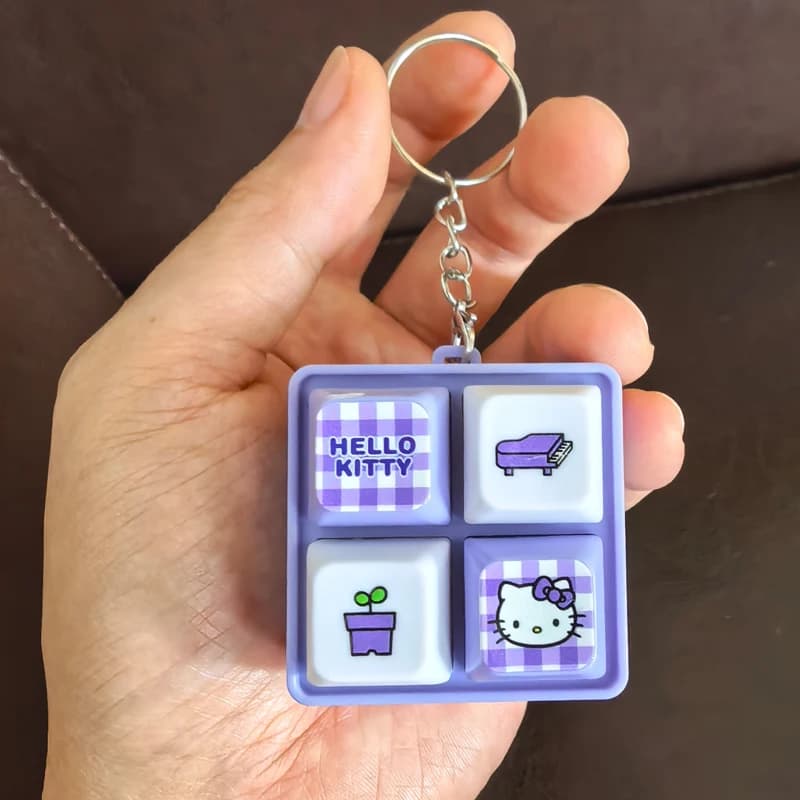 Porte-clés Hello Kitty Four 'Grid Sound Light Clicker' Kawaii, Jouet anti-stress sensoriel mignon, J