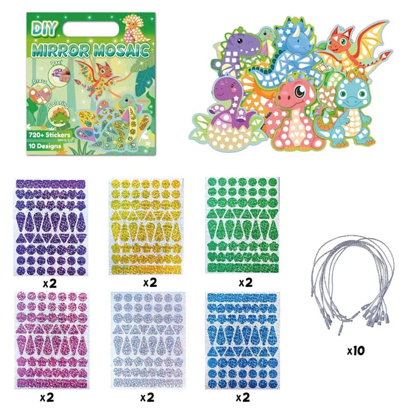 Kit d'autocollants mosaïque holographique, Puzzle princesse sirène, artisanat éducatif créatif pour 