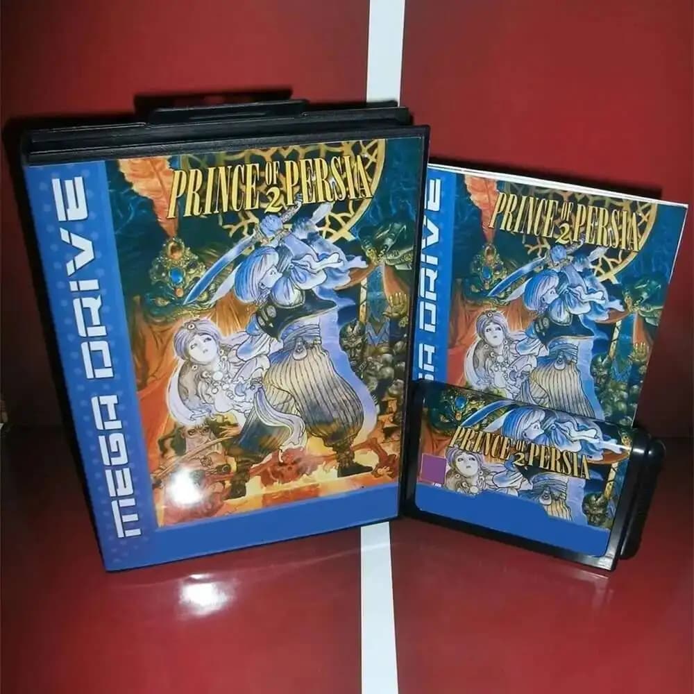 Cartouche de jeu Prince Of Persia 2 16 bits MD avec boîte de vente au détail et manuel pour Sega Meg