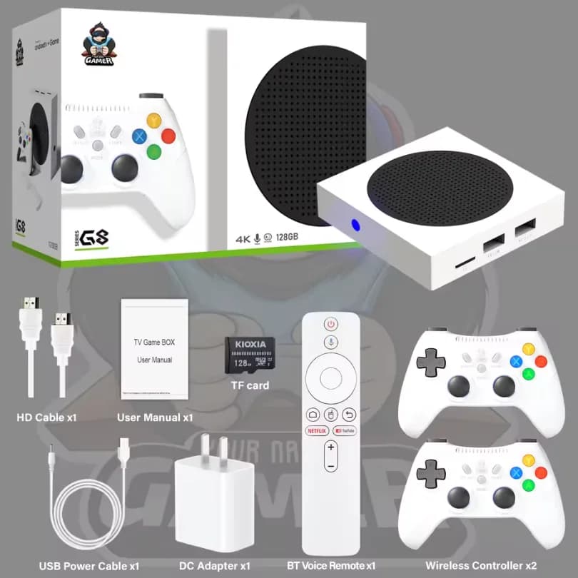 Console de jeu Android TV G8 Quad-core Double système 4K HD 100 Mbps 60 000 jeux rétro 400 jeux PSP 