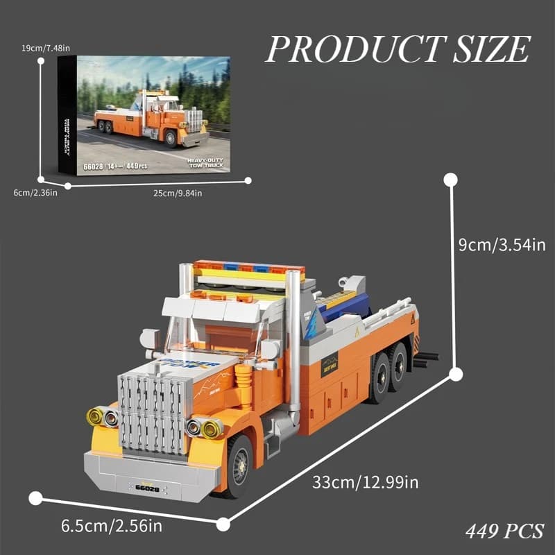 Camion de dépannage robuste, modèle de véhicule de sauvetage de style américain, blocs de constructi