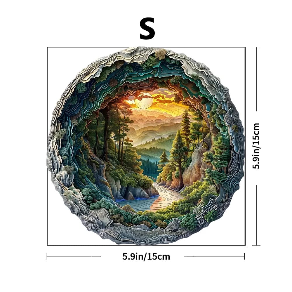Un puzzle en bois 3D au design unique de grotte de forêt en forme d'animal - Jouet puzzle pour adult