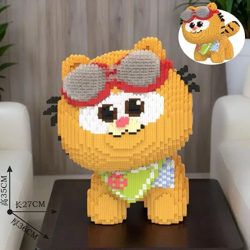 Énormes blocs de construction Garfield, jouet de puzzle DIY pour adultes, anti-stress, cadeau pour g