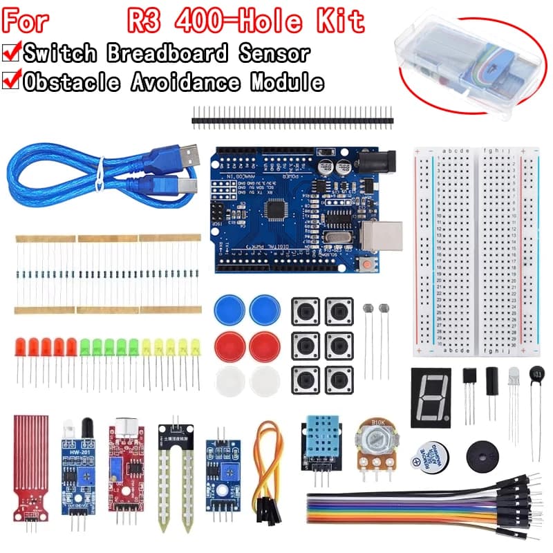 Kit de démarrage de base pour Arduino UnoR3, kit de bricolage, carte R3/breadboard + boîte de vente 